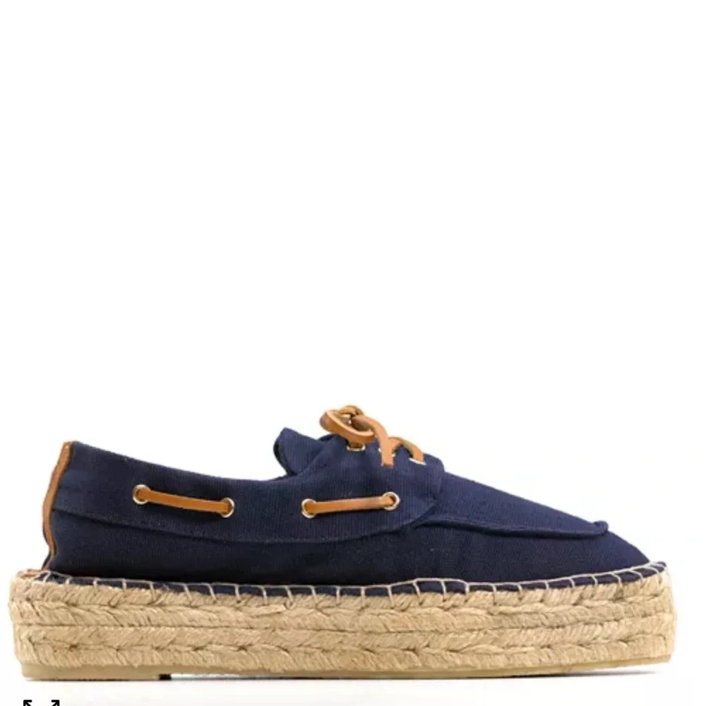 Tory Burch navy espadrille platform lace up Blanton boat shoes women size 7